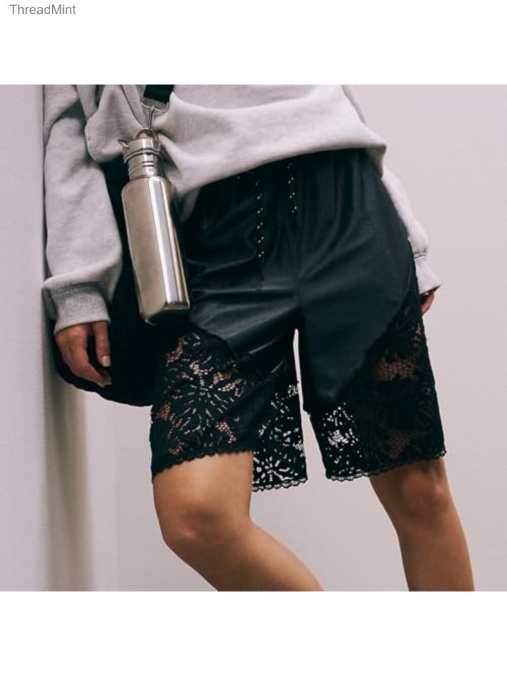 Lace Trim High Waisted Bermuda Shorts Y2K Drawstring Loose Fit Women's Summer - Picture 4 of 4